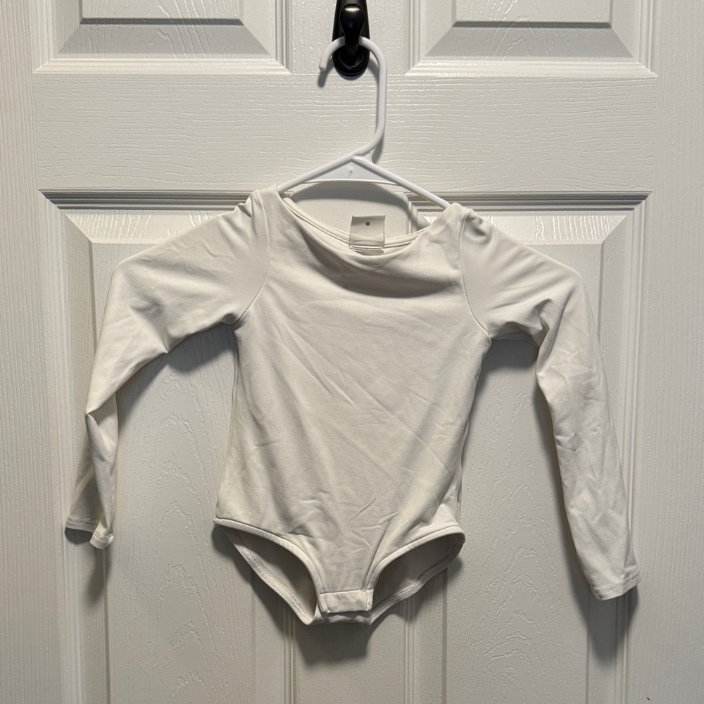 Zara White Long-Sleeve One-Piece Bodysuit